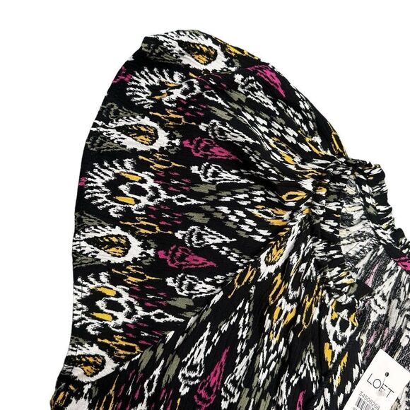 Loft Ikat Tie Neck Tiered Swing Mini Dress Size XS NWT - Picture 4 of 10